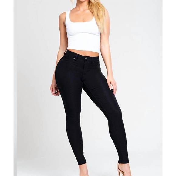 NEW YMI mid-rise hyperstretch skinny jean in black - Picture 1 of 2